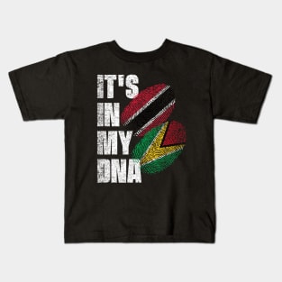 Trinidadian And Guyanese Mix DNA Flag Heritage Kids T-Shirt